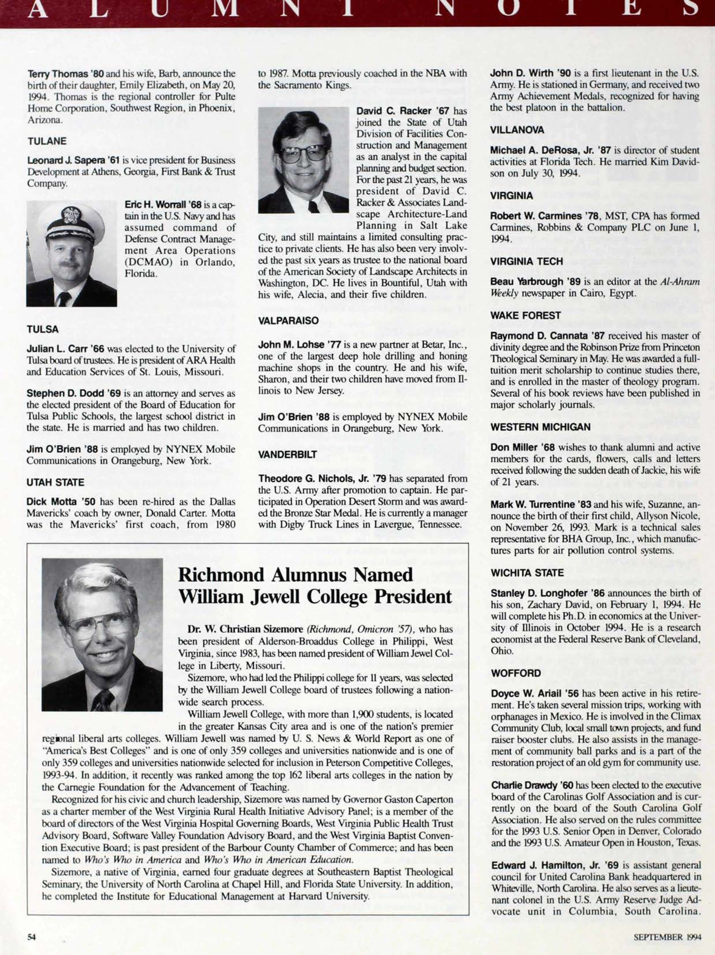 Richmond Alumnus Named William Jewel College President